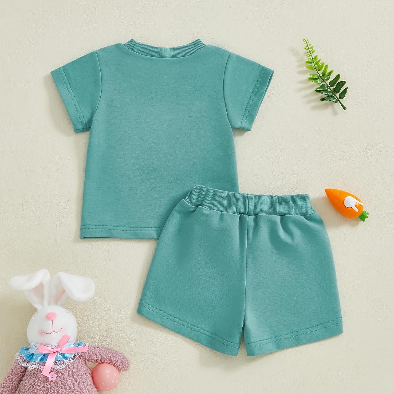 Easter Toddler Baby Girl Boy Outfit Bunny Short Sleeve Rabbit Shirt Summer Spring Clothes Solid Shorts Set - Image 4