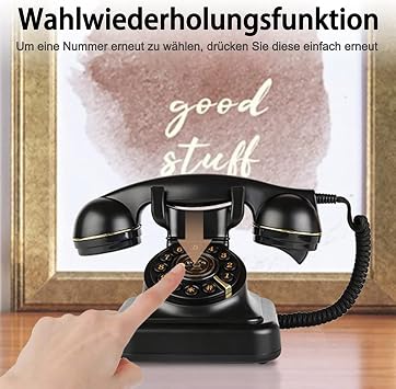 Retro Landline Telephone Classic Rotary Design Old Fashioned Corded Desk Phone for Home and Office
