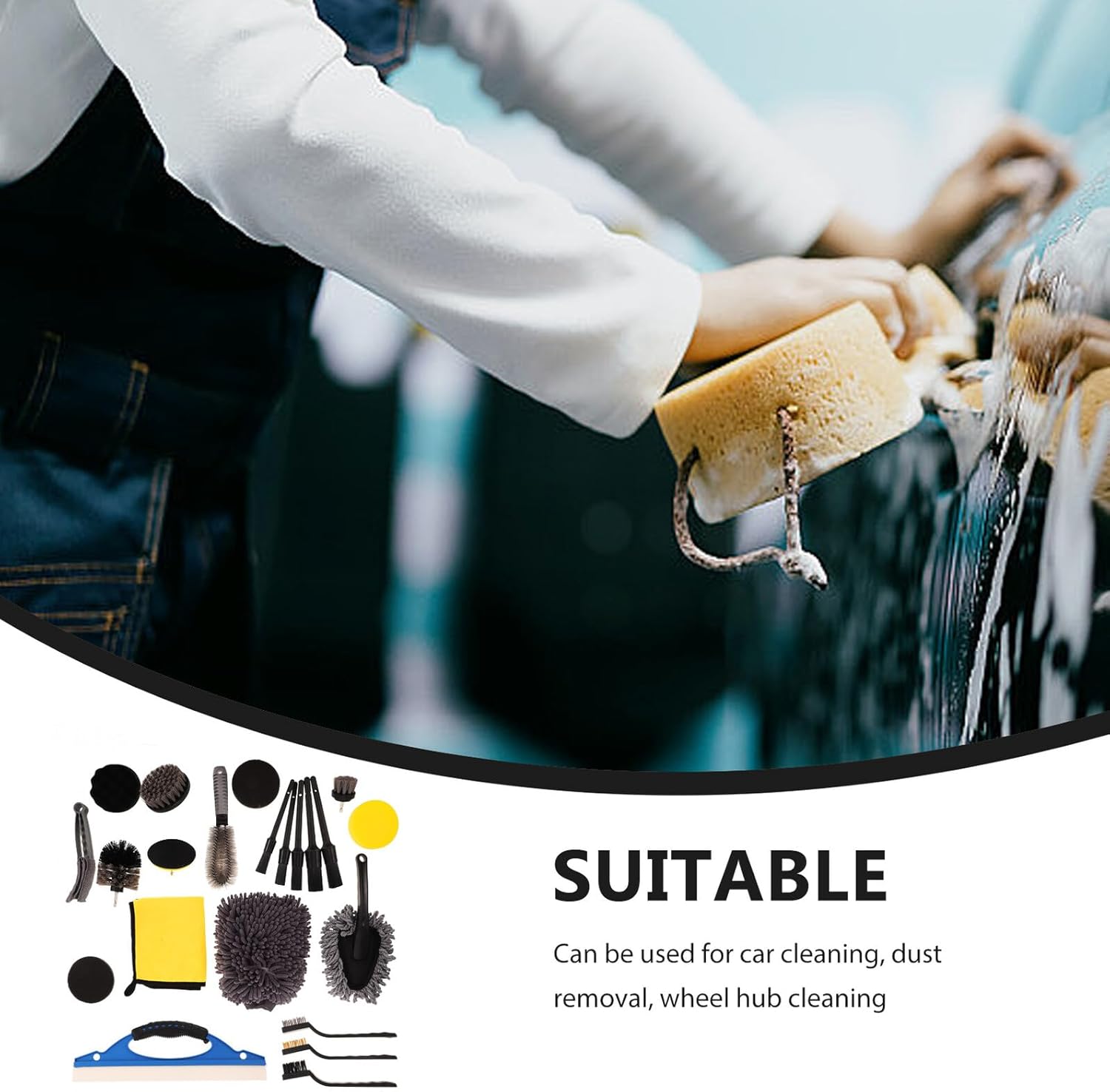 23 Pcs Car Wheel Rim Cleaner Brush Set with Interior Duster and Tire Detailing Brushes for Automotive Cleaning Kit, Multi-Function Car Care Tools for Wheels and Interior