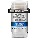 Aluminum-Free Deodorant for Men by Bravo Sierra, 1-Pack - Contains Natural Ingredients -Long Lasting All-Day Odor and Sweat Protection -Tonka Bean and Lemon, 3.2 oz -Paraben-Free, Vegan & Cruelty-Free