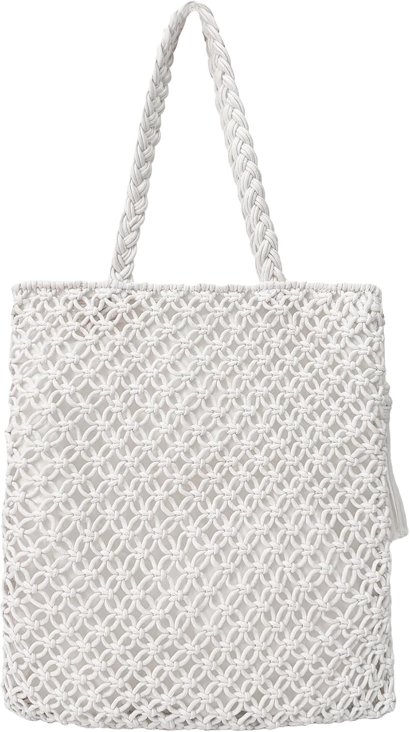 Eiyye Handmade Crochet Bag Shoulder Bag for Women Boho Cotton Rope Tote Bag Woven Knitted Purse for Vacation Casual Outfits - Image 6