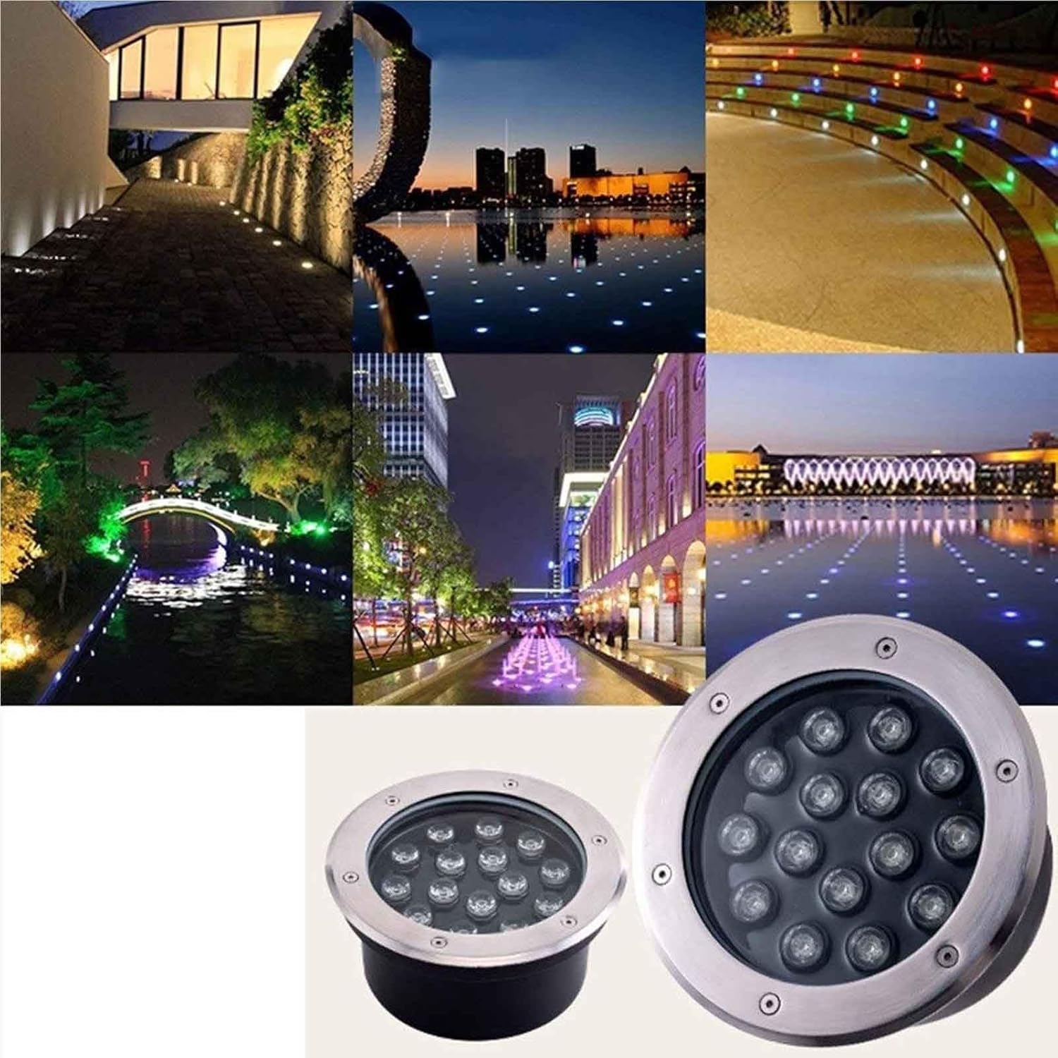 Outdoor Buried Lights - 85-265V LED Landscape Light, IP67 Waterproof Round Recessed Floor Lamp, Stainless Steel Glare-Free Garden Spotlights, Building Lighting(Red,18W)