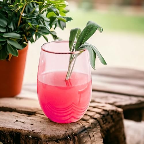 Miniatura 5 de Oojami Paquete de 48 copas de vino pequeñas de plástico sin tallo de 10 onzas con borde de oro rosa, desechables, inastillables, vasos transparentes