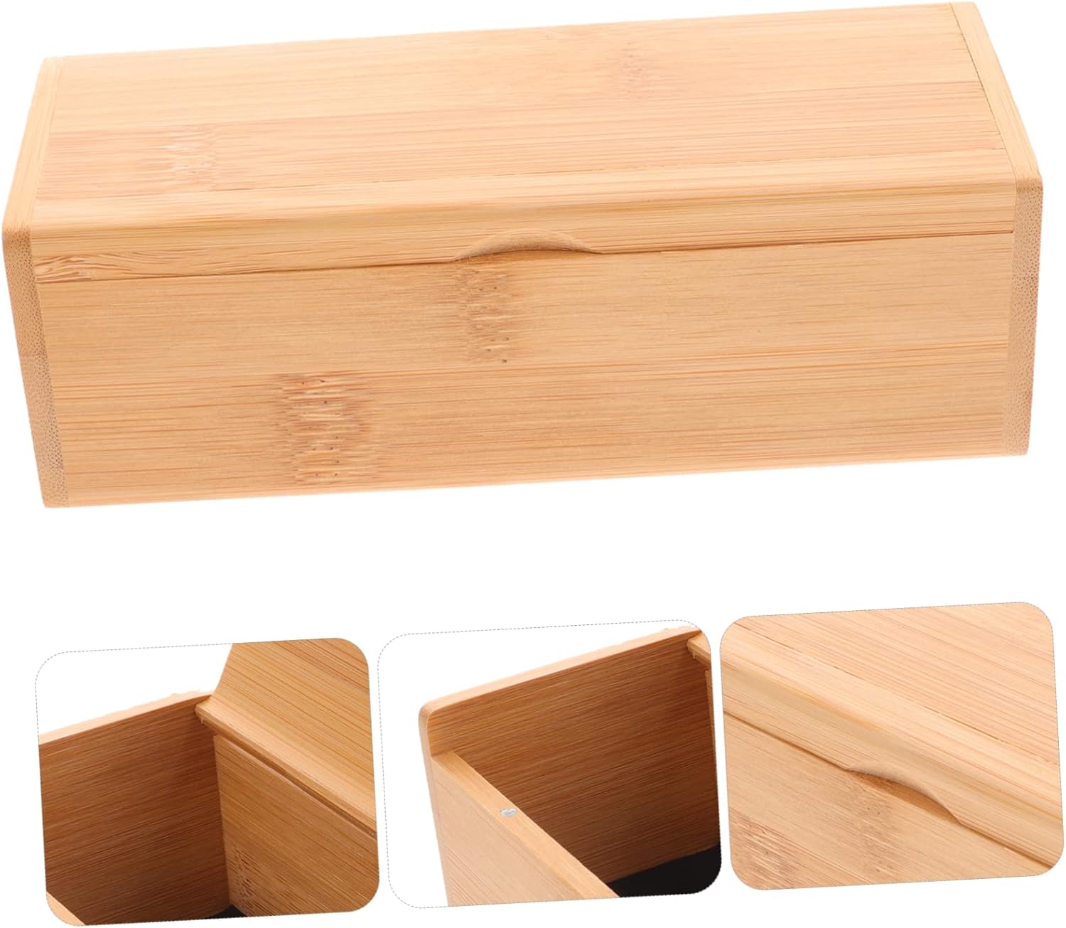 EXCEART Bamboo Storage Box with Lid 6.41X2.51X2.08In Jewelry Organizer Glasses Keepsakes Case for Crafts and Small Accessories