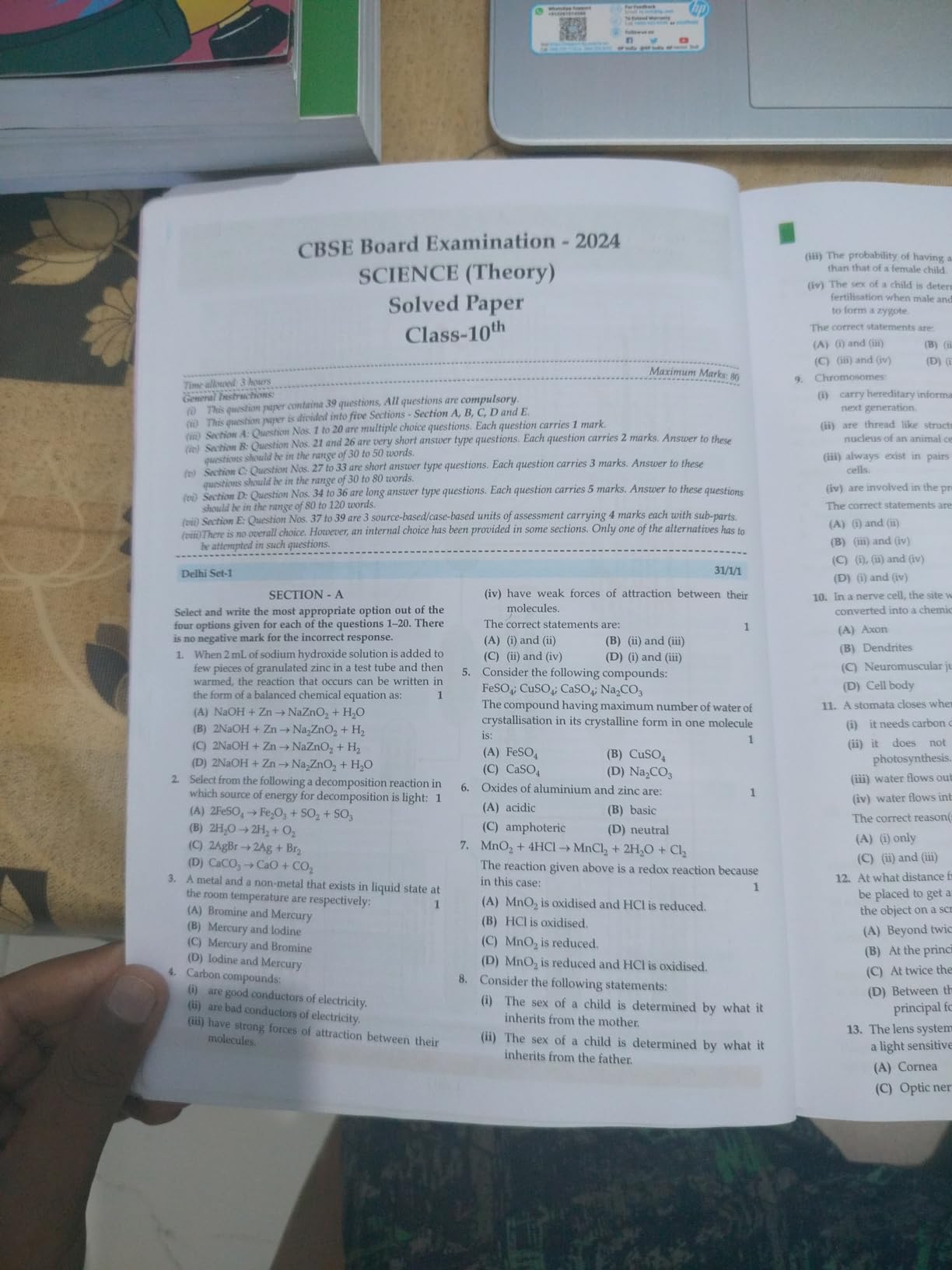 Oswaal CBSE Question Bank Class 10 Science, Chapterwise and Topicwise ...