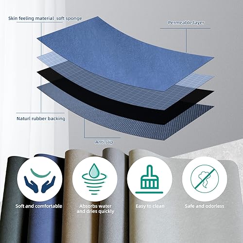 Miniatura 6 de Diatomaceous Earth - Tapete de baño para bañera, de secado rápido, antideslizante, tapete de piedra de baño, súper absorbente, lavable a máquina,