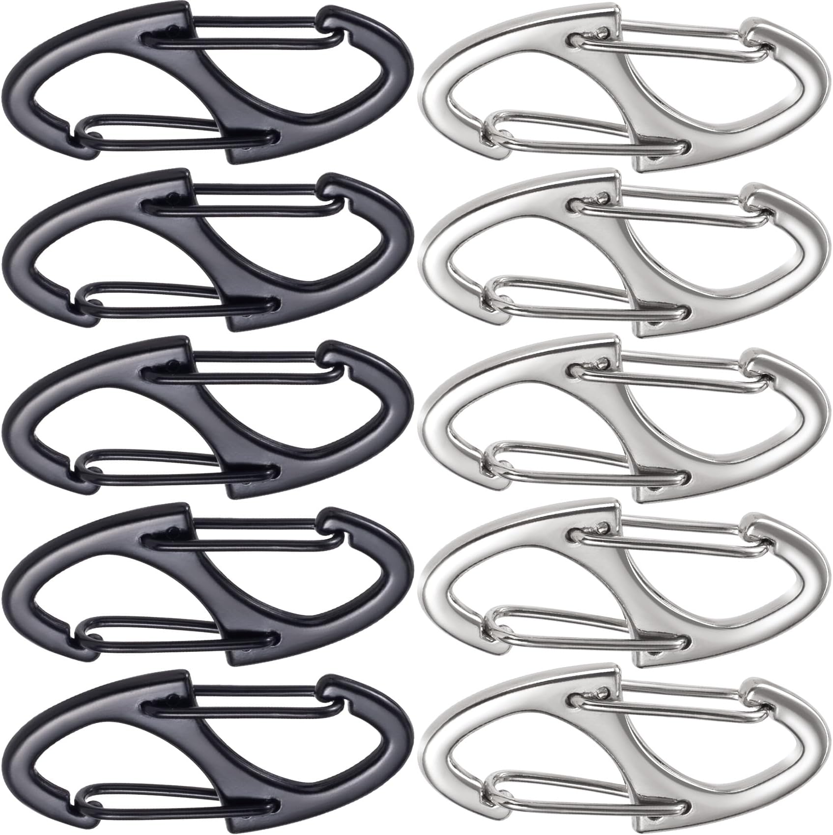 10 Pcs Zipper Clips Anti Theft Deterrent, Dual Opening Zippers Pull Replacement, Zipper Locks for Backpacks, Camping, Suitcases (Black+Silver)