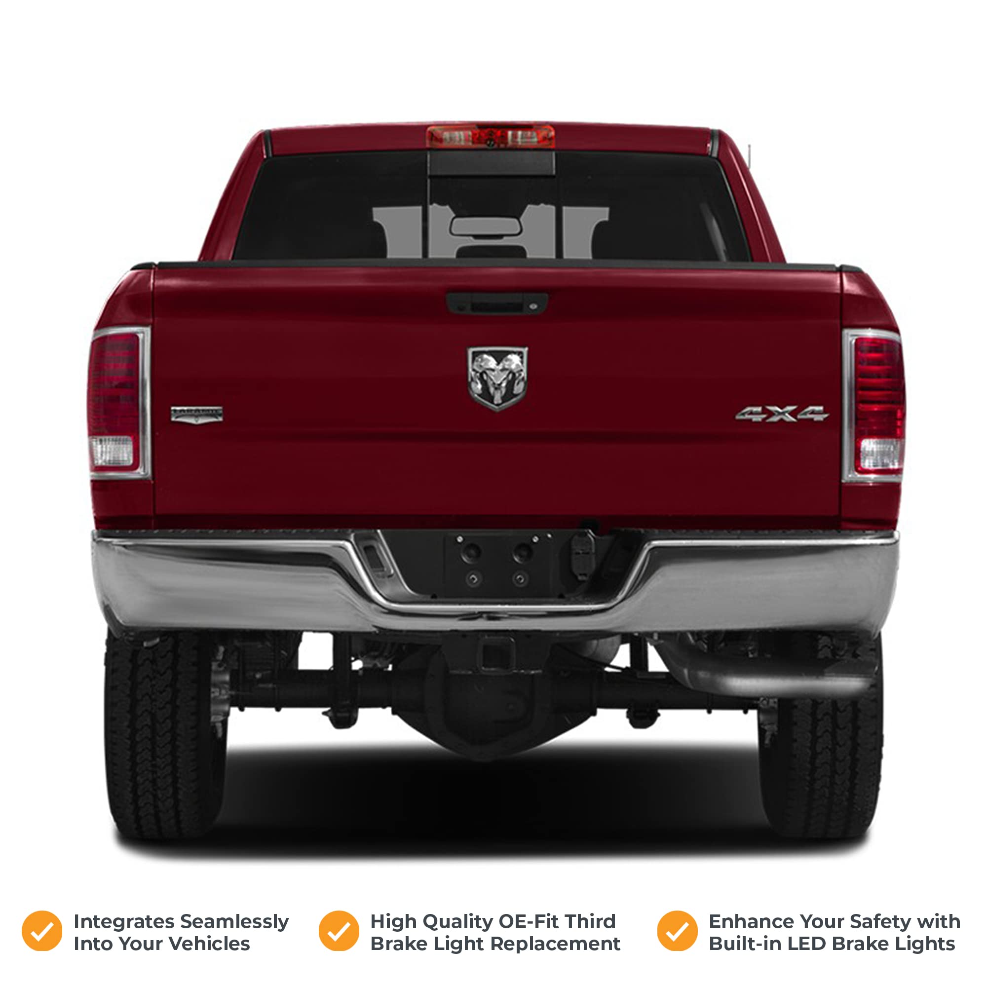 Brandmotion RAM Cargo Plug N Play Adapter Harness FLTW-7627 (2013-2018) Heavy-Duty Seamless 3rd Brake Light Camera Integration for Factory Radio with Toggle Switch