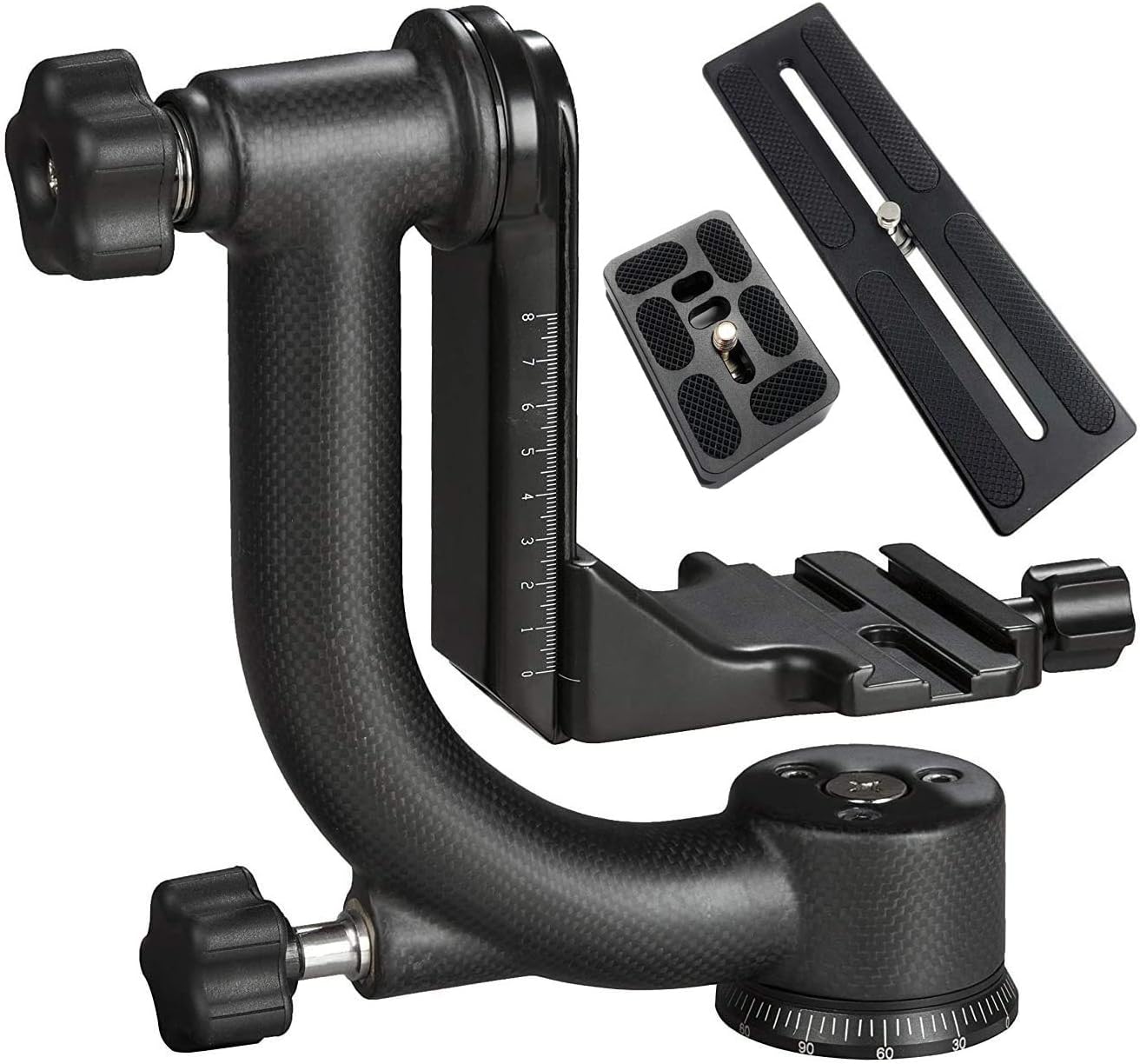 GH800 MKII Carbon Fiber Professional Gimbal Tripod Head with Long and Short Arca-Swiss Quick-Release Plates - for Outdoor Bird/Wildlife Photography