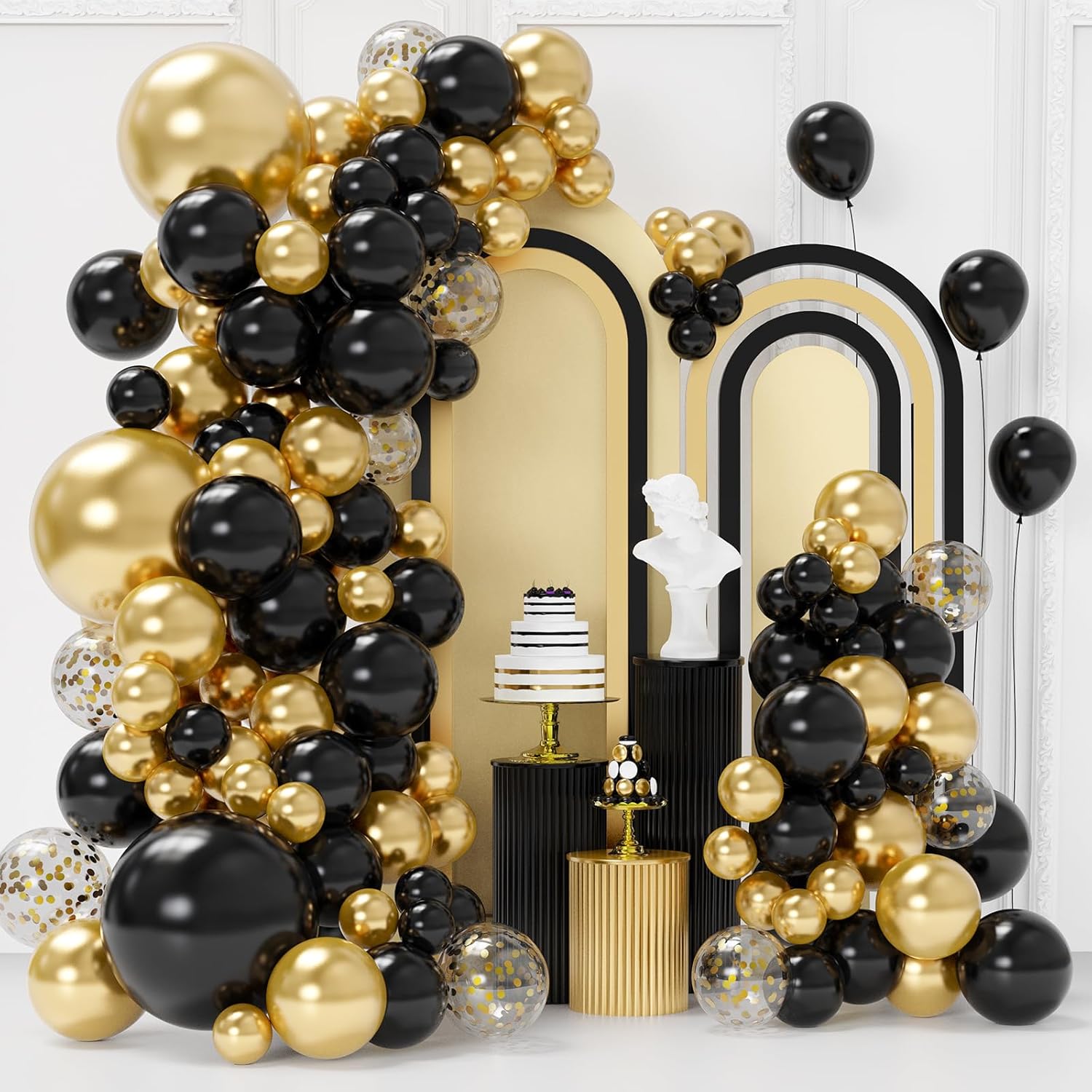 Black and Gold Balloon Arch Kit,129Pcs Gold and Black Party Balloons with 4 Size for Birthday Graduation Anniversary Party New Years Decorations - Image 8