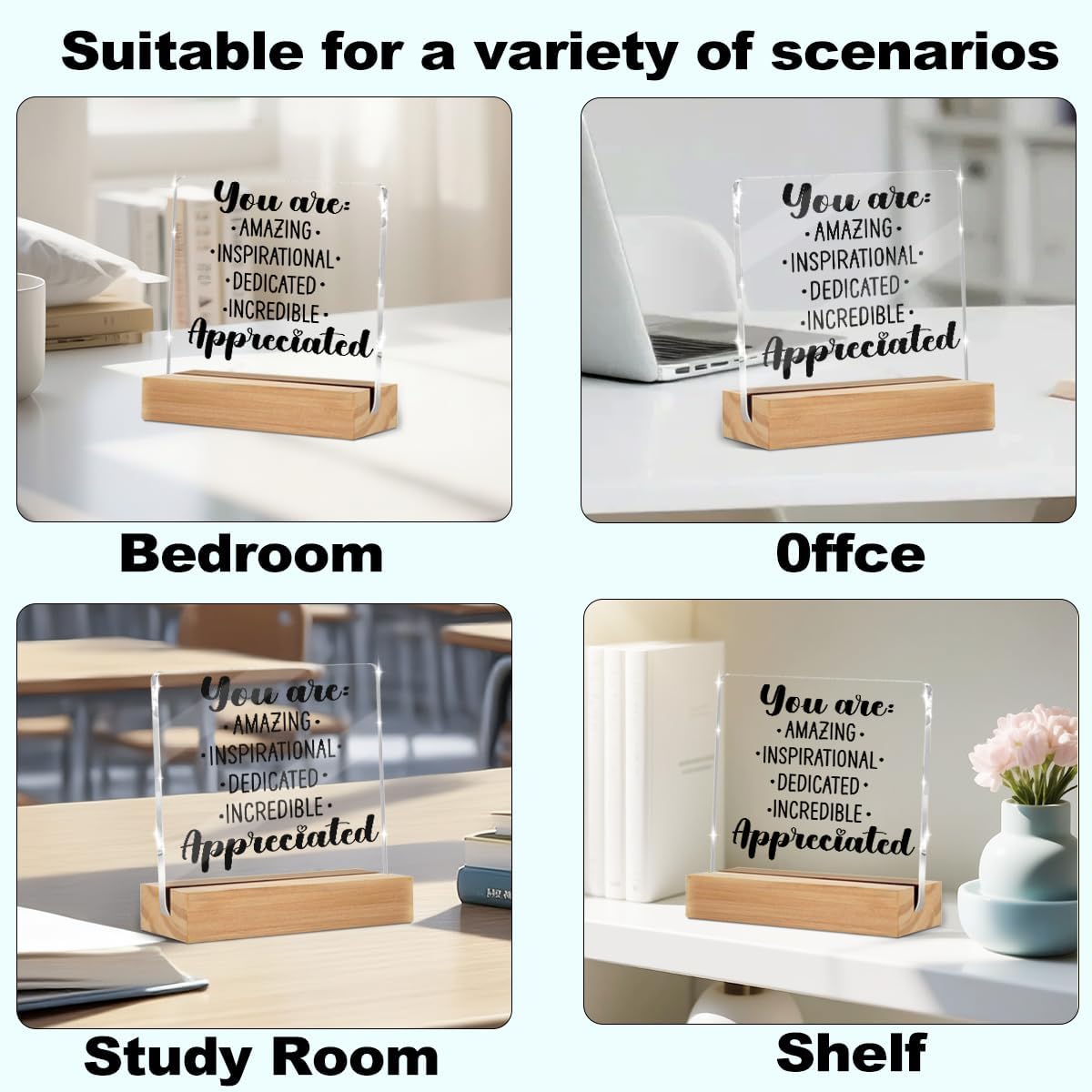 Inspirational Motivational Gifts, Thank You Gifts for Women Men Friends, Motivational Quote Acrylic Sign With Wooden Stand Desk Decor for Home Office Desk Accessories Christmas Birthday Gift - Image 4