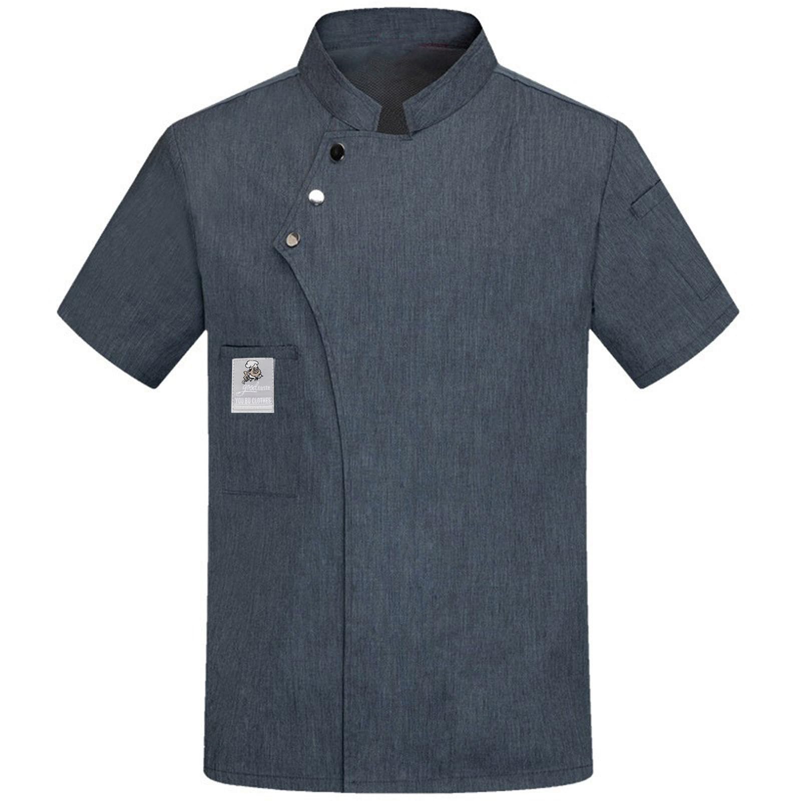 Unisex Chef Coat Men/Women Short Sleeve Comfy Button Closure Chef Jacket Chef Work Uniform for Kitchen,Restaurant