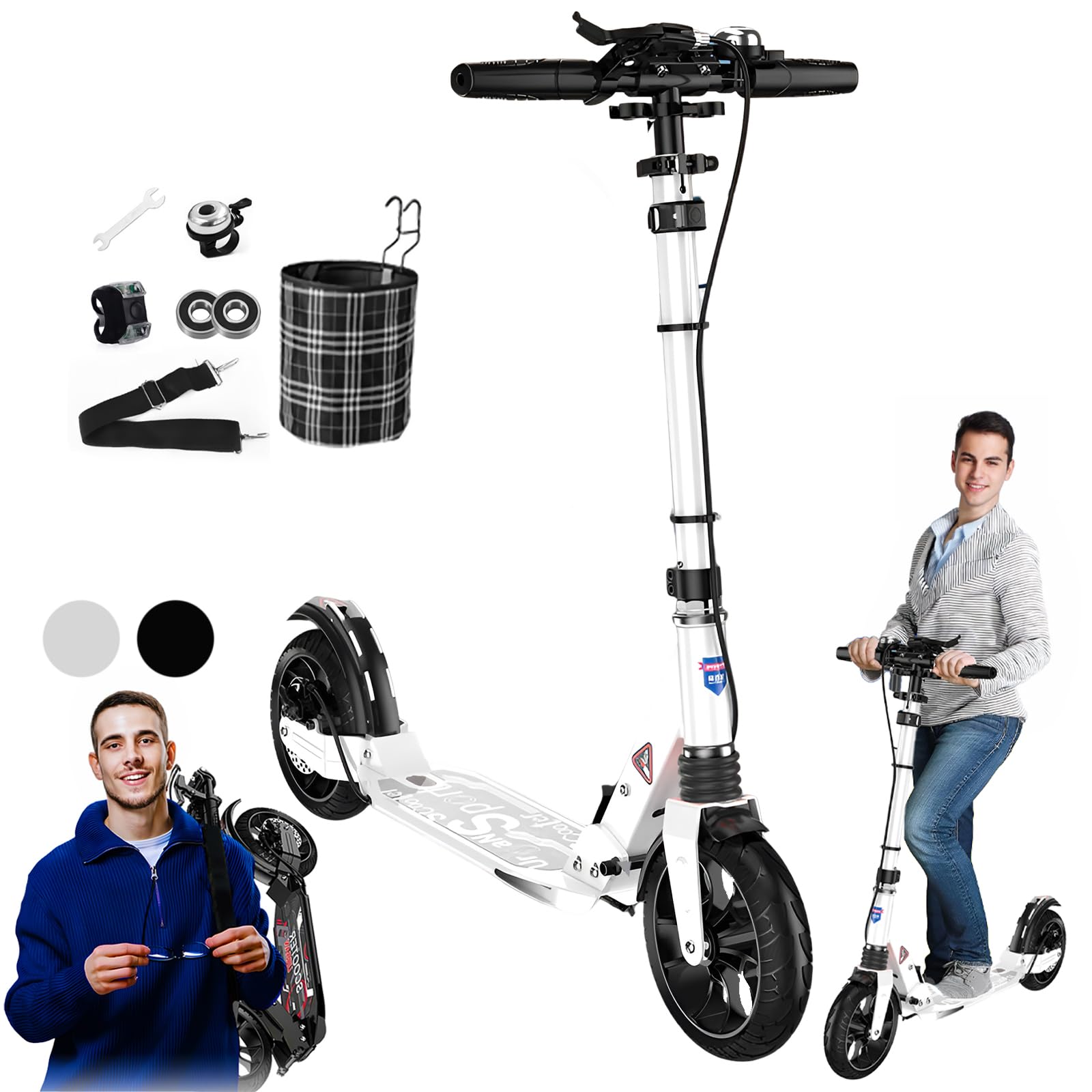 Cityroller Tretroller Erwachsene 150 kg Tragkraft, City Roller Kinder 8 Jahre, 200mm Big Wheel Kids Scooter mit Bremsen und Stoßdämpfern, Kickboard Klappbar & Höhenverstellbar
