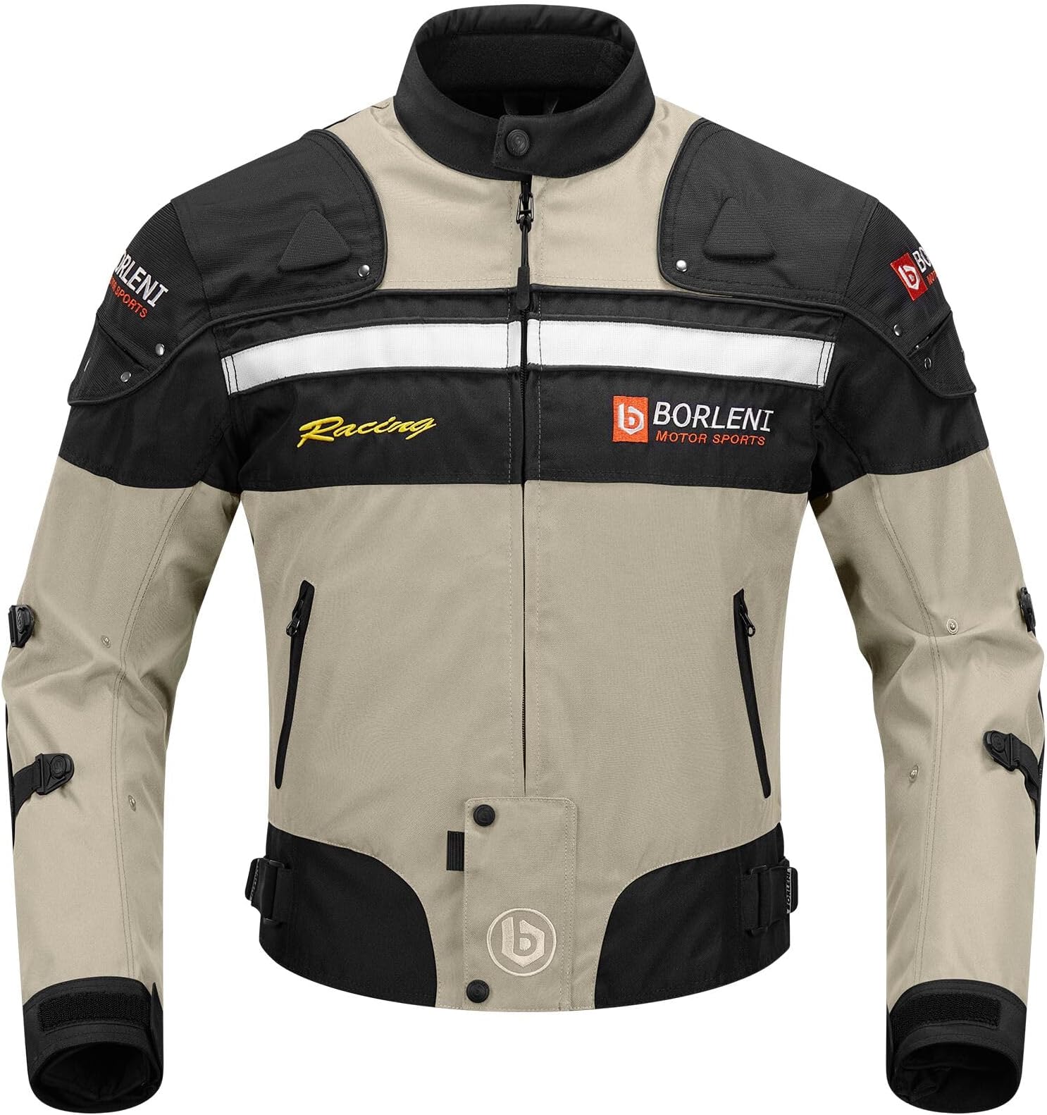 Motorcycle Jacket Windproof Motorcycle Full Body Protective Gear CE Armor Suitable for All Seasons,Brown,XL