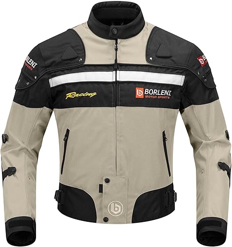 Miniatura 10 de BORLENI Chaqueta de moto para motociclista, resistente al viento, equipo de protección de todo el cuerpo