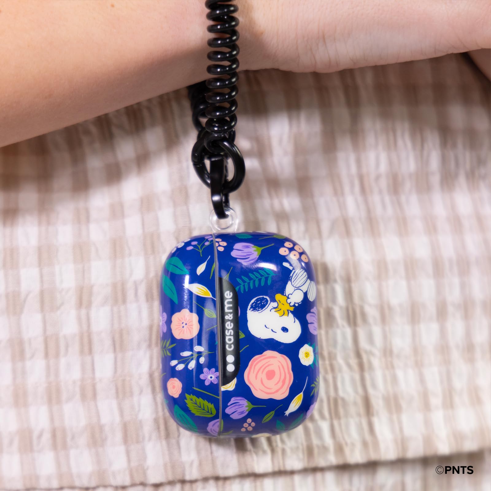 case&me Etui na Airpods Pro/Airpods Pro 2 Peanuts skórka do Airpods Snoopy, opaska sprężynowa, klips, kompatybilne z ładowaniem bezprzewodowym