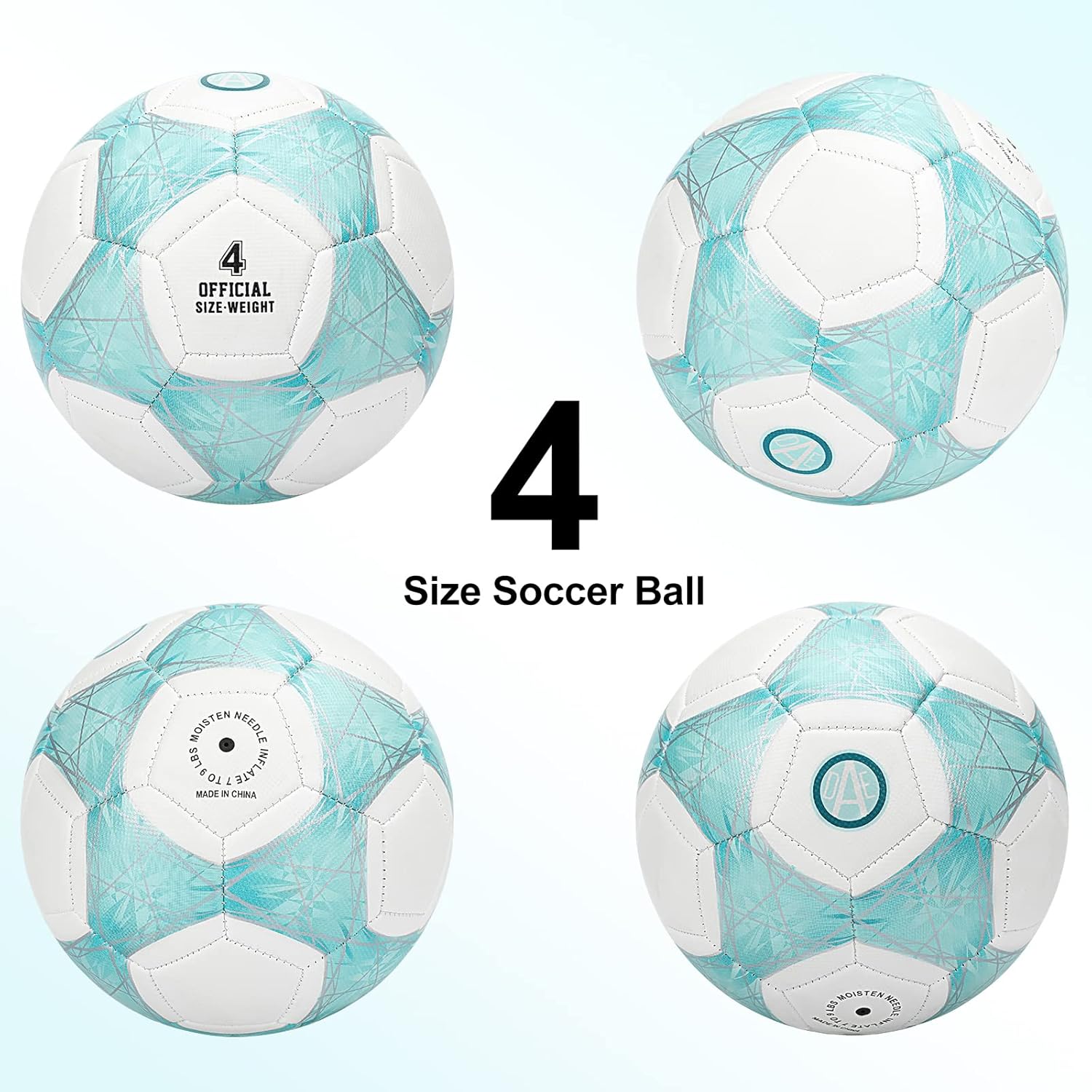 STEEFAN Teal/Blue/Pink Soccer Ball Size 3/4/5 for Kids Outdoor Play,Color Change Soccer Official Ball with Needles and Air Pump,Idea Gift for Teen Boy Girl Junior Women,Indoor Outdoor Game Soccer Ball