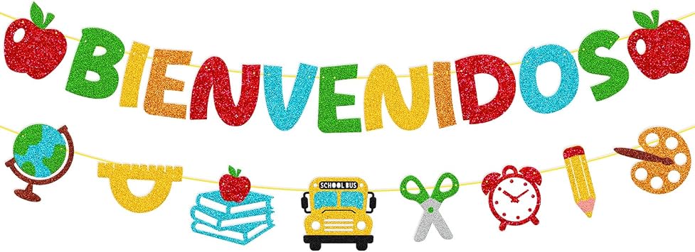 Bienvenidos Banner en espanol for Classroom Bienvenidos De Regreso A Clases Theme Party Decorations Welcome Back to School First Day of School Bulletin Board Class Decorations