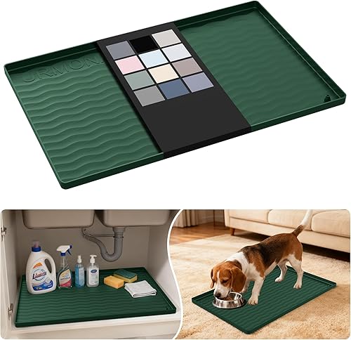 Miniatura 32 de URMONA Tapete de silicona impermeable para debajo del fregadero de 40 x 22 pulgadas, forro para estante de cocina y baño, protector de gabinete y