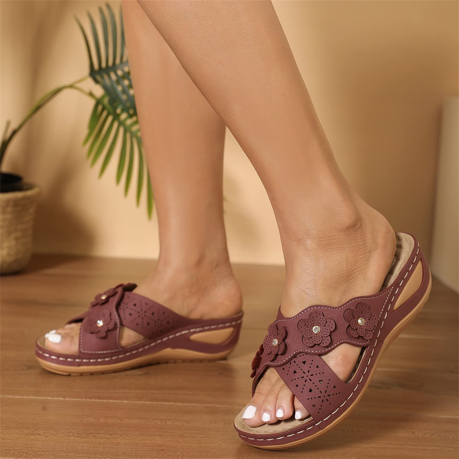 Ciabattine Eleganti Donna Sandalo Comodo Scarpe da donna con zeppa e suola spessa sandali alla comodi e leggeri sandali da spiaggia bohémien Comodi Ma Eleganti Gioiello Estive