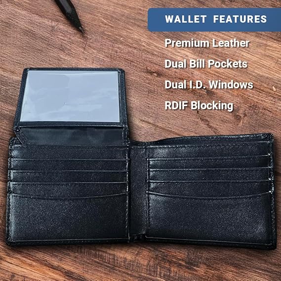 Custom Wallets for Men, Leather Wallets with Engraved Name, Personalized Gifts for Dad, Husband, Son, Boyfriend, Grandpa, Fathers Day Gift, Christmas Gifts, Valentines Day Gifts
