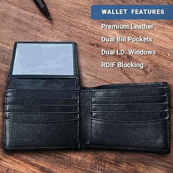 Custom Wallets for Men, Leather Wallets with Engraved Name, Personalized Gifts for Dad, Husband, Son, Boyfriend, Grandpa, Fathers Day Gift, Christmas Gifts, Valentines Day Gifts