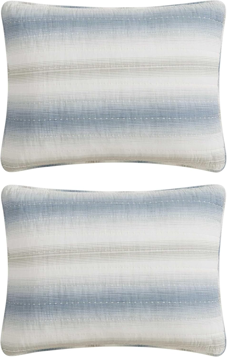 Tommy Bahama - Queen Size Quilt Set, 100% Soft Cotton & Coastal Inspired Bedding for Year Round Comfort, 3 Piece Bed Set with Matching Pillowcases (Prima Island Stripe Blue)