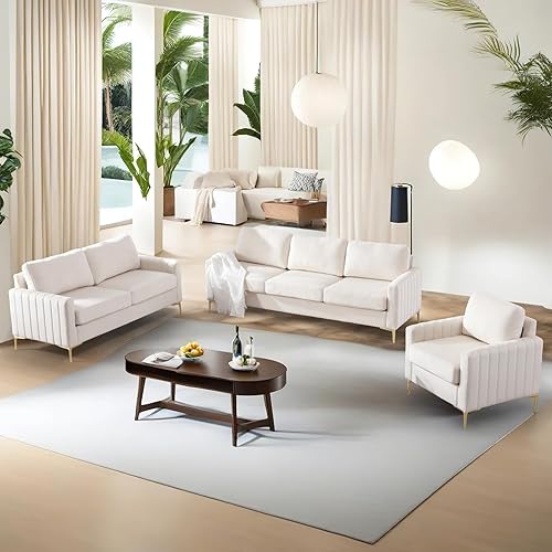 Miniatura 2 de Deolme Sofá de terciopelo para sala de estar, 85.4 pulgadas, cómodo sofá seccional de 3 plazas, sofá biplaza para muebles de dormitorio, muebles de