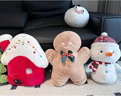 Miniatura 7 de Almohada de peluche de muñeco de nieve de Navidad  19.7 pulgadas almohada de peluche de muñeco de nieve de Navidad  Sofá para el hogar, decoración