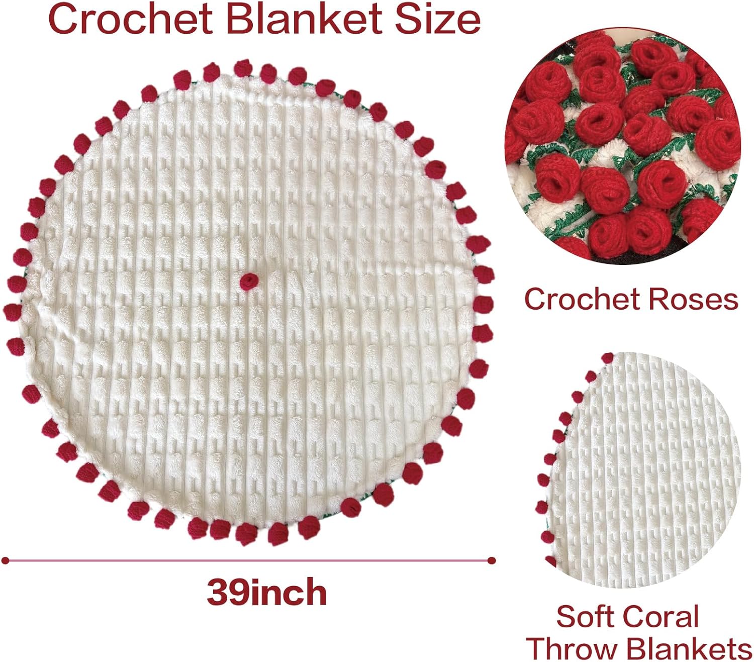 Flowers Bouquet Blanket, Plush Flannel Rose Bouquet Throw Blankets Gifts for Family, Friends for Birthday, Valentine'Day, Home Decor, Bed, Sofa (39 Inches)