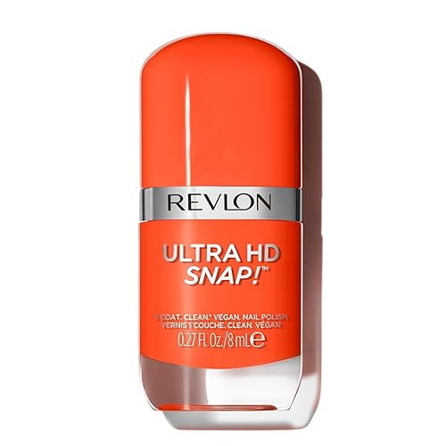 REVLON Ultra HD Snap Nail Polish, Glossy Nail Color, 100% Vegan Formula, No Base and Top Coat Needed, 007 Hot Stuff, 0.27 Fl Oz/ 8ml - Hot Stuff