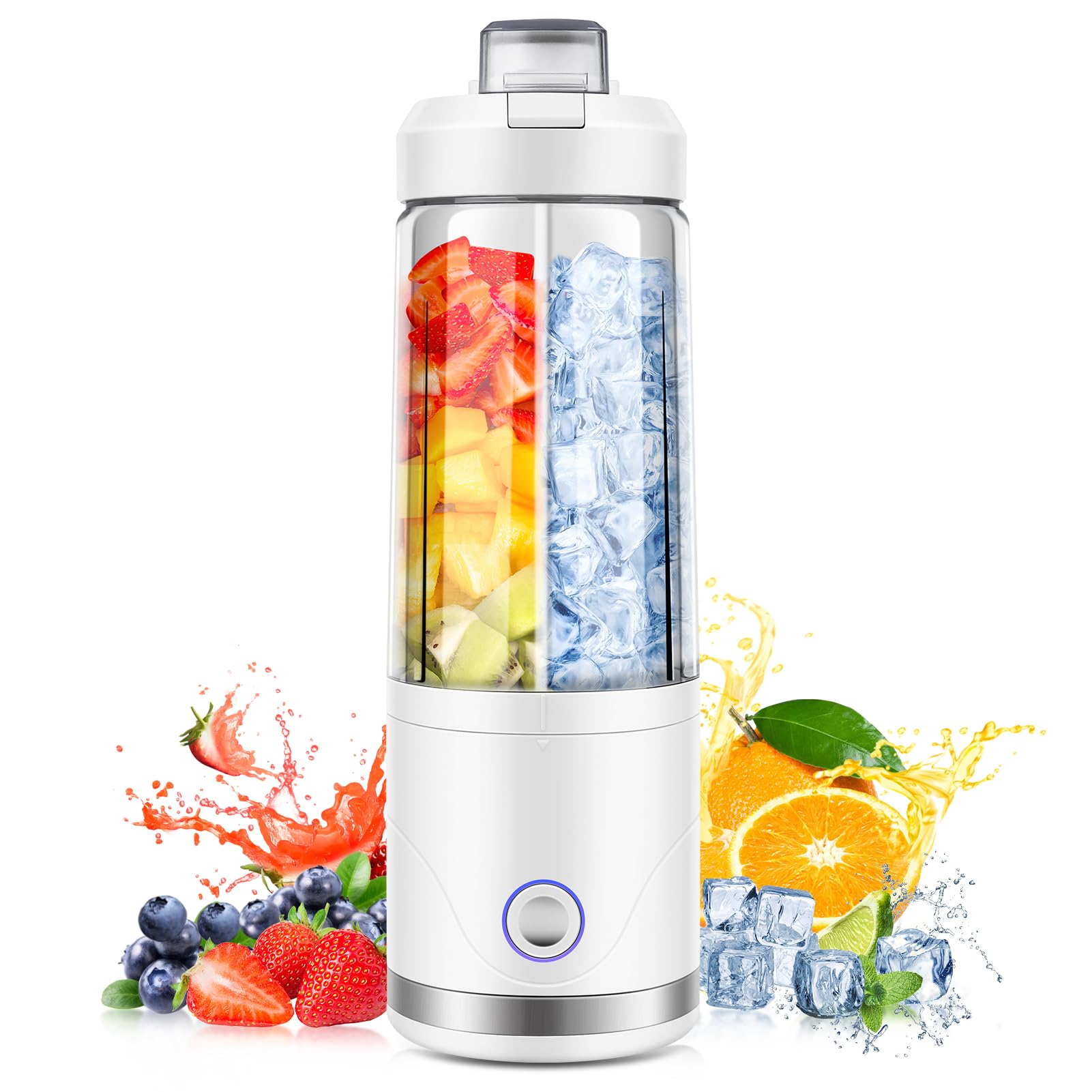 Batidora de Vaso Portátil, 650ml Mini licuadoras para Zumos y Batidos, Vaso de Tritan, BaterÃa Recargable de 4000mAh, 6 Cuchillas, Batidora Portátil para Smoothies para Gimnasio, Oficina,Viajes