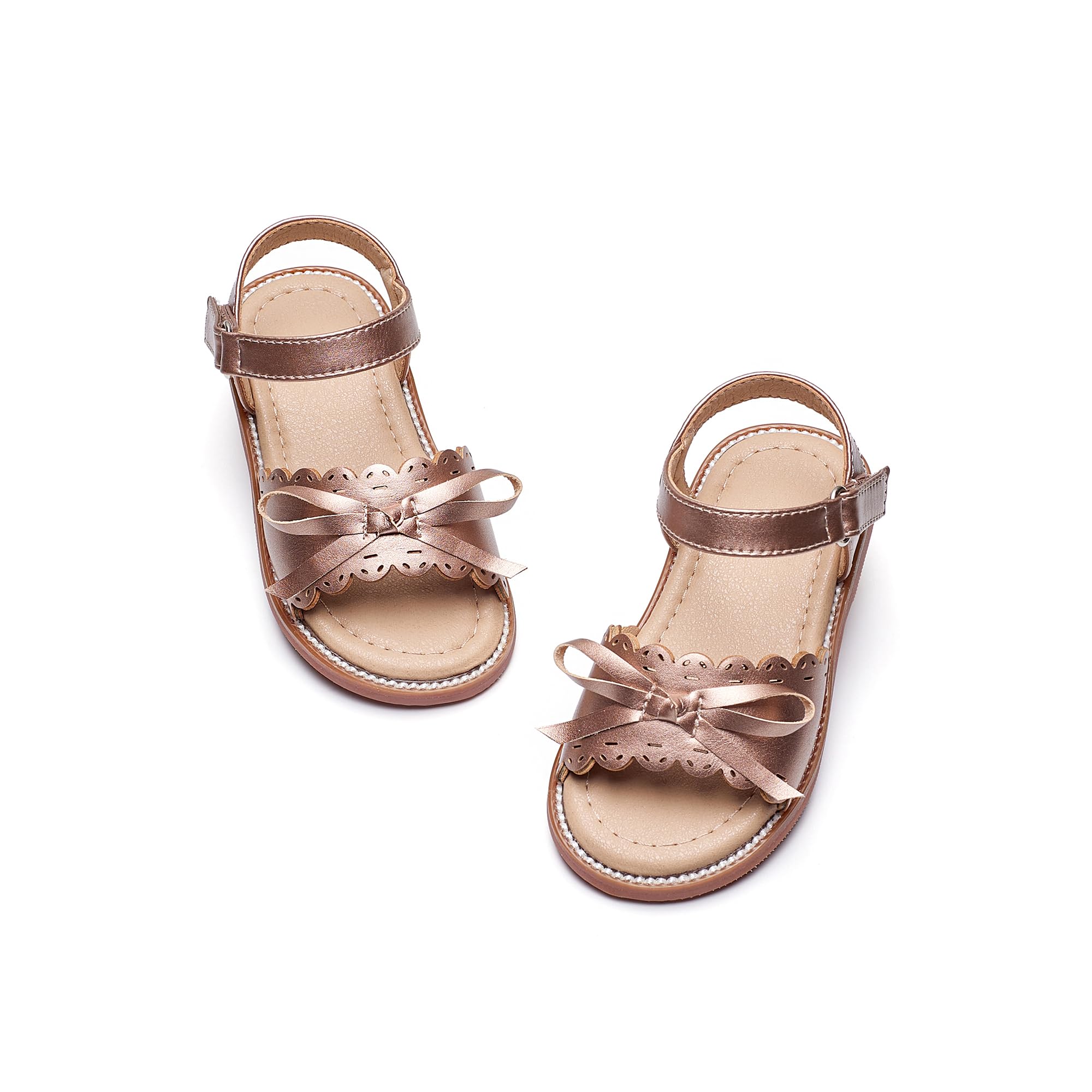 Flaryzone Toddler Girls Sandals Open Toe Flat Flower Girl Dress Shoes
