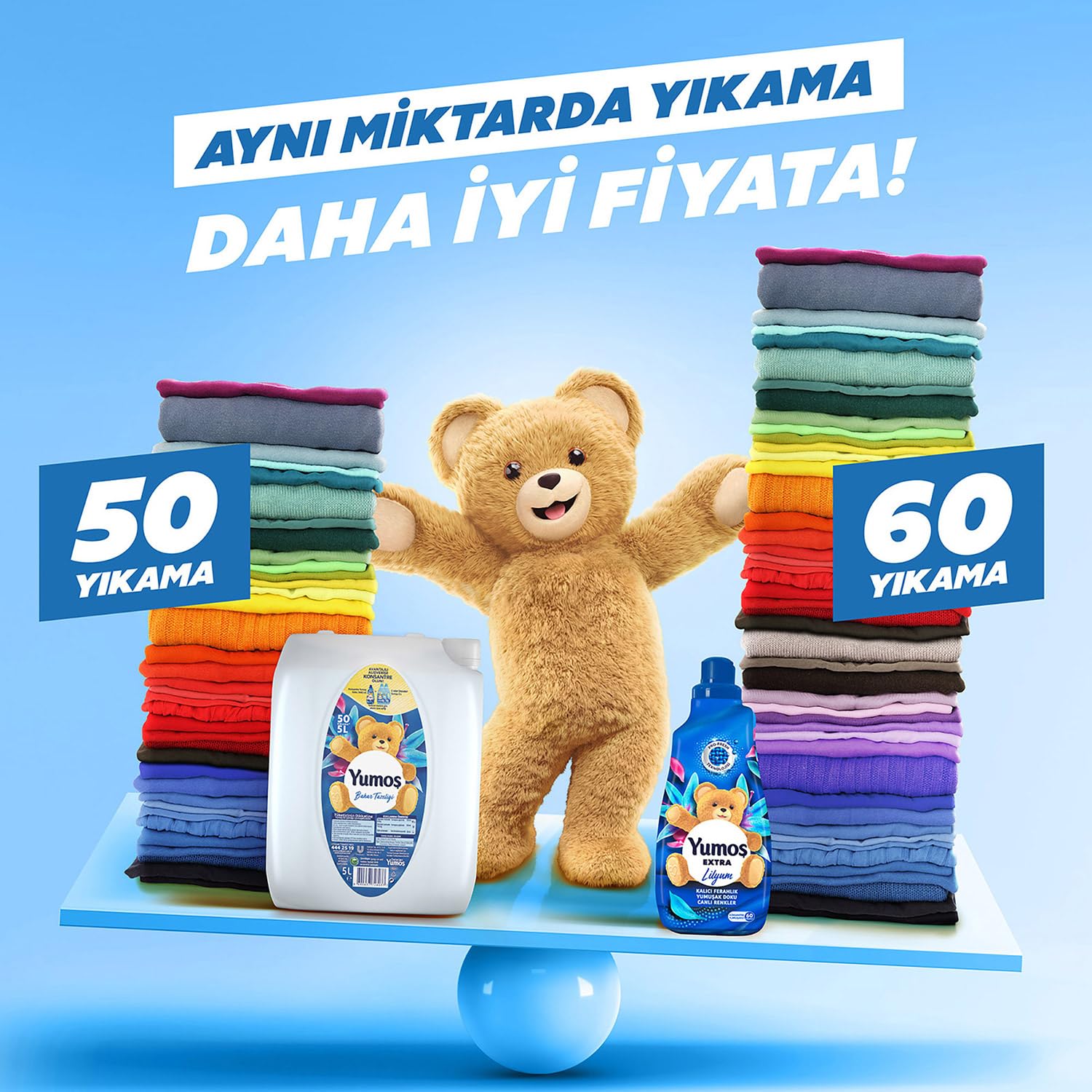 Yumoş Çamaşır Yumuşatıcısı Bahar Tazeliği 5 L (4 paketi)