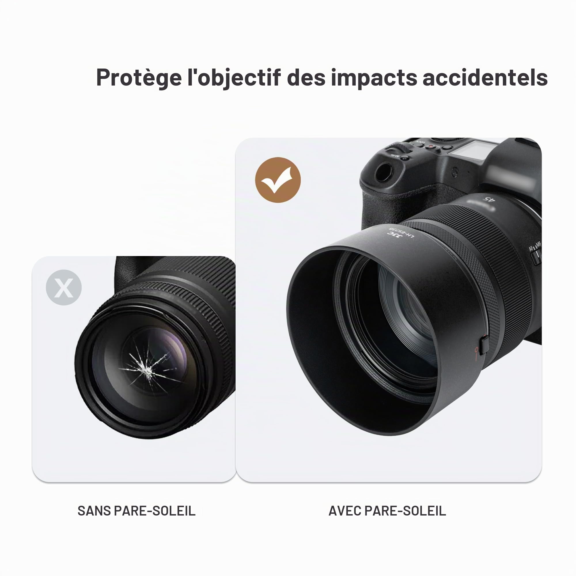 JJC ES73B Pare-soleil à baïonnette compatible avec objectif Canon RF 45 mm F1.2 STM, pare-soleil réversible remplace Canon ES-73B