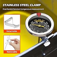 Vista 3 de KT THERMO Termómetro de aceite para freír dulces con sonda de vástago de acero inoxidable de 12 pulgadas y clip para olla, lectura instantánea