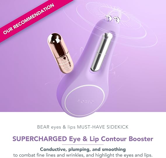 FOREO Bear 2 Eyes & Lips, Microcurrent Line Smoothing Instant Face Lift, Eye Care Device, Brow Lift, Dark Crcles Under Eye Treatment & Lip Plumper Device, Firming Beauty Products, Lavender | Microcurrent Device, Eye Massager, Lip Plumper, Face Lift, Dark Circles, Brow Lift, Firming, Skin Care Tools