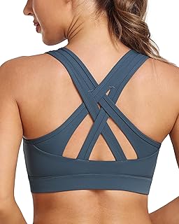 Sports Bras for Women High Support, Molded Cup High Impact Criss Cross Back Workout Yoga Bra No Removable Padded Bra