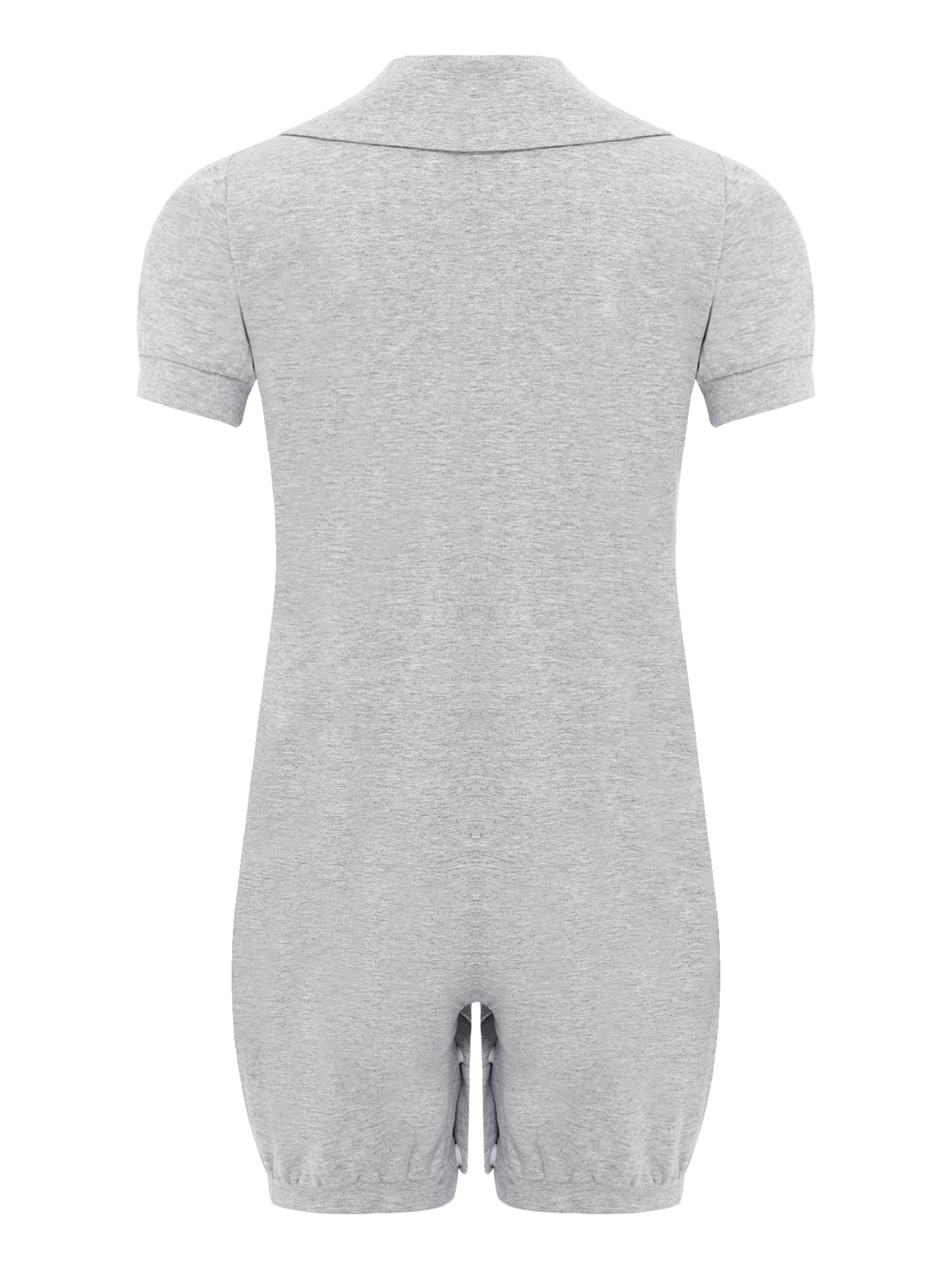 Linjinx Kinder Jungen Mädchen Besondere Bedürfnisse Adaptive Kleidung Umlegekragen Kurzarm Jumpsuit Bodysuit Strampler