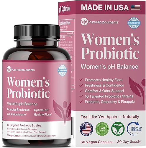 Pure Micronutrients Probióticos vaginales pH Balance para mujeres, soporte para el olor y la picazón, píldoras de salud vaginal con arándano,