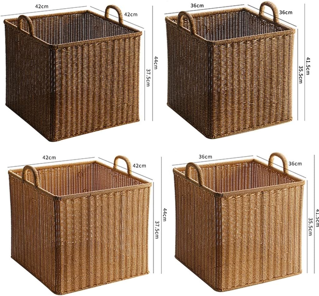 Dirty Clothes Basket Imitation Rattan Dirty Clothes Basket Hotel Bathroom Laundry Basket Dirty Clothes Storage Basket (Light Brown 36 * 36 * 35.5cm)