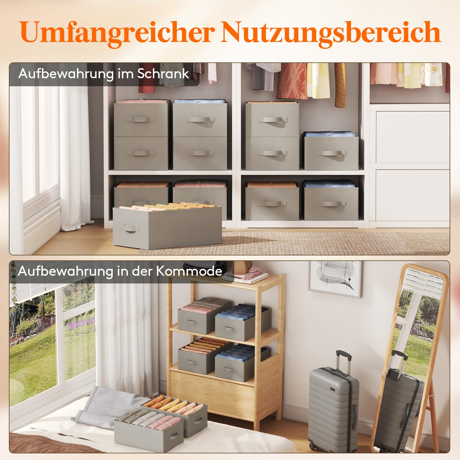 Lifewit 6 Set Schubladen Organizer Kleidung, Aufbewahrungsbox Jeans Ordner für Kleiderschrank mit 6 Trenner, Faltbare Schrank Organizer 42 x 27 x 17 cm/16x10x7'' für Hosen T-Shirts Pullover Leggings