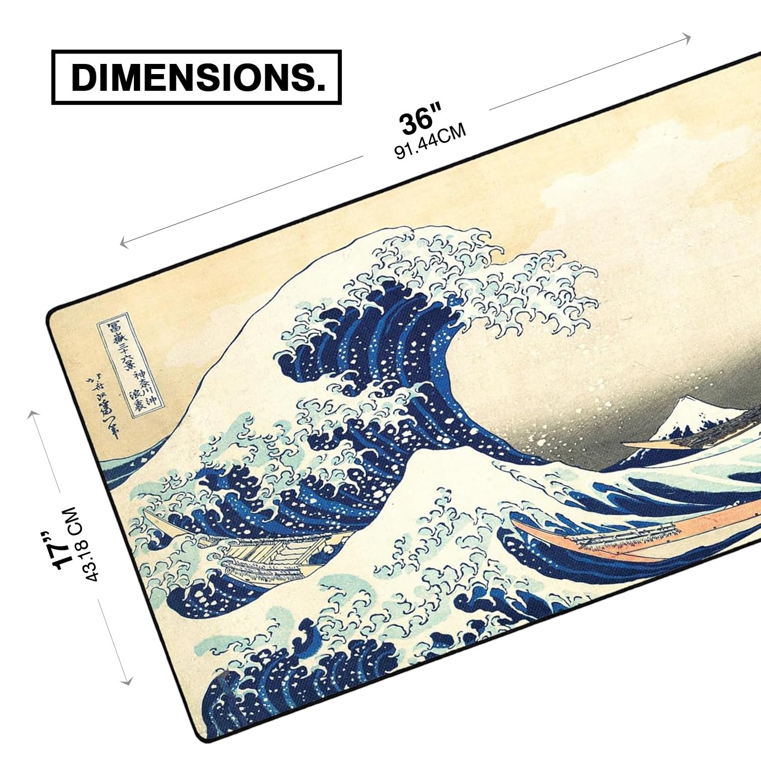 DURAGLYDE Hokusai The Great Wave Off Kanagawa Mauspad für Ihren Schreibtisch, 91,4 x 43,2 cm, extra groß, ideal für Gaming und Arbeit von zu Hause aus