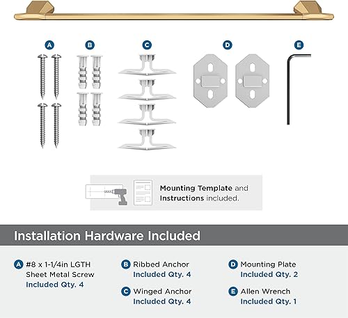 Vista 168 de Amerock BH36043CZ Toallero de bronce champán Toallero de 18 pulgadas (17.992 in) San Vicente Toallero de baño Accesorios de baño