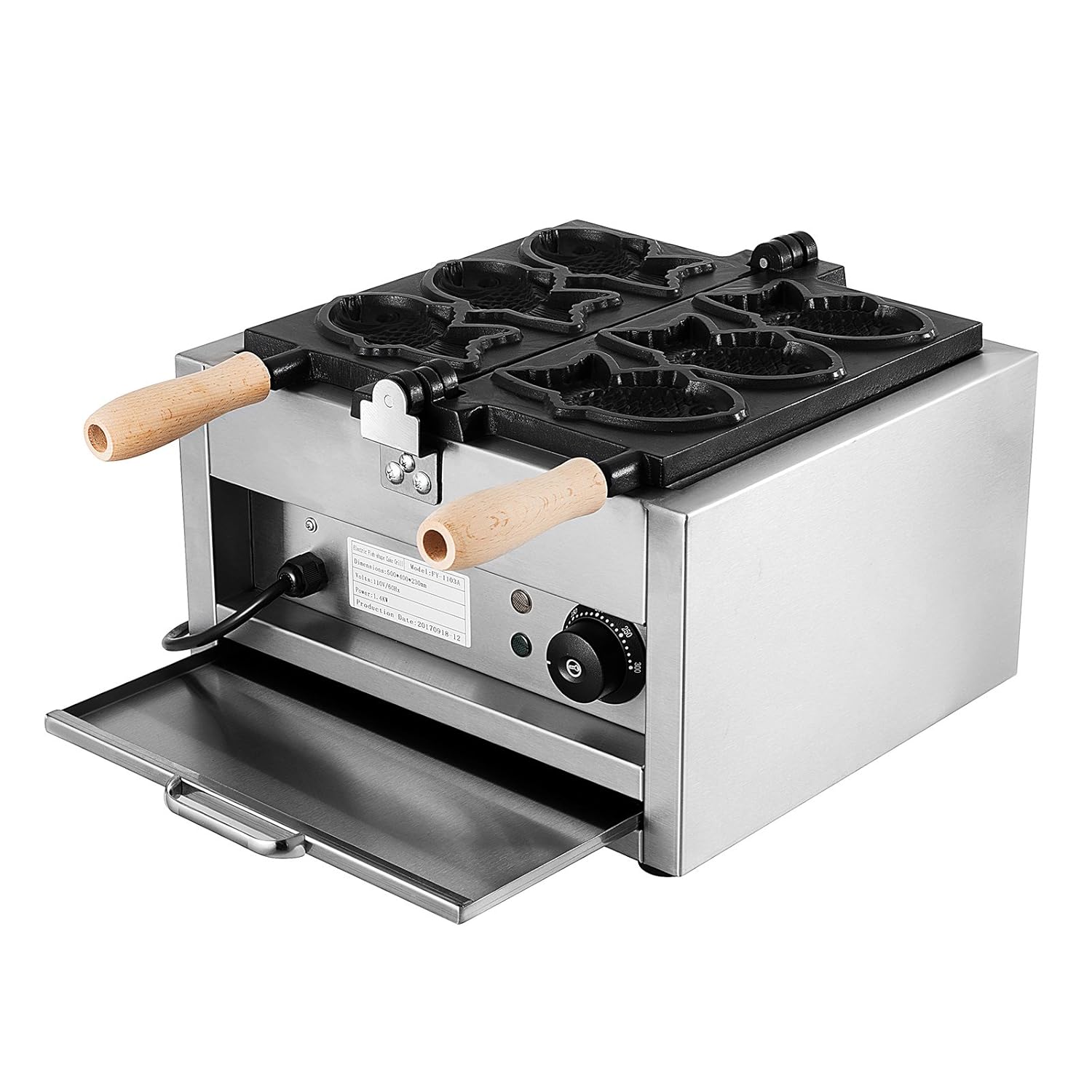 Taiyaki Maker 3 PCS Taiyaki Machine 1-5 mins Taiyaki Ice Cream Machine Commercial Taiyaki Waffle Maker for Restaurant Home Use (2000W)