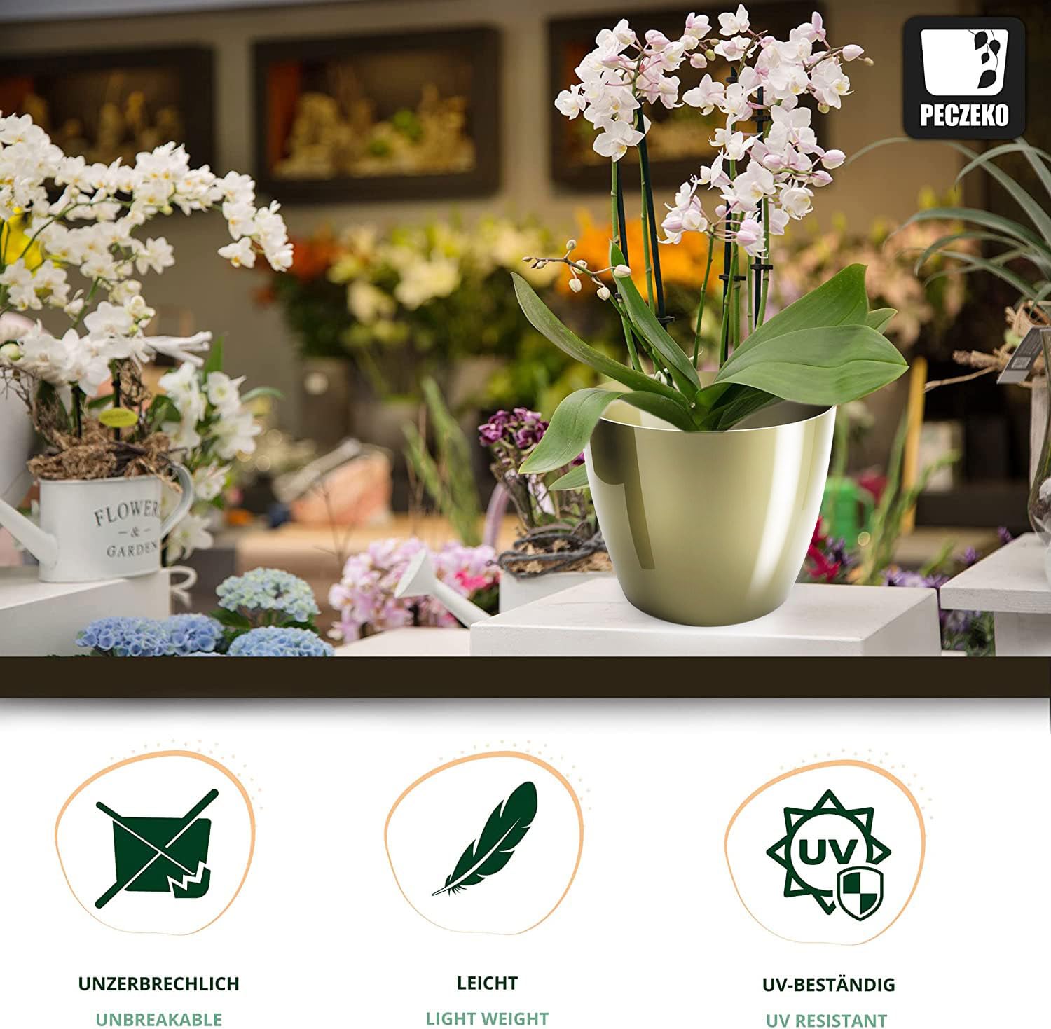 Macetas Brillantes Macetas Decorativas Hierbas Macetas Redondas de plástico duraderas y Ligeras para salón, Comedor, Cocina, terraza, balcón Juego de 2 Piezas (Antracita, diámetro 16 cm) — view 59