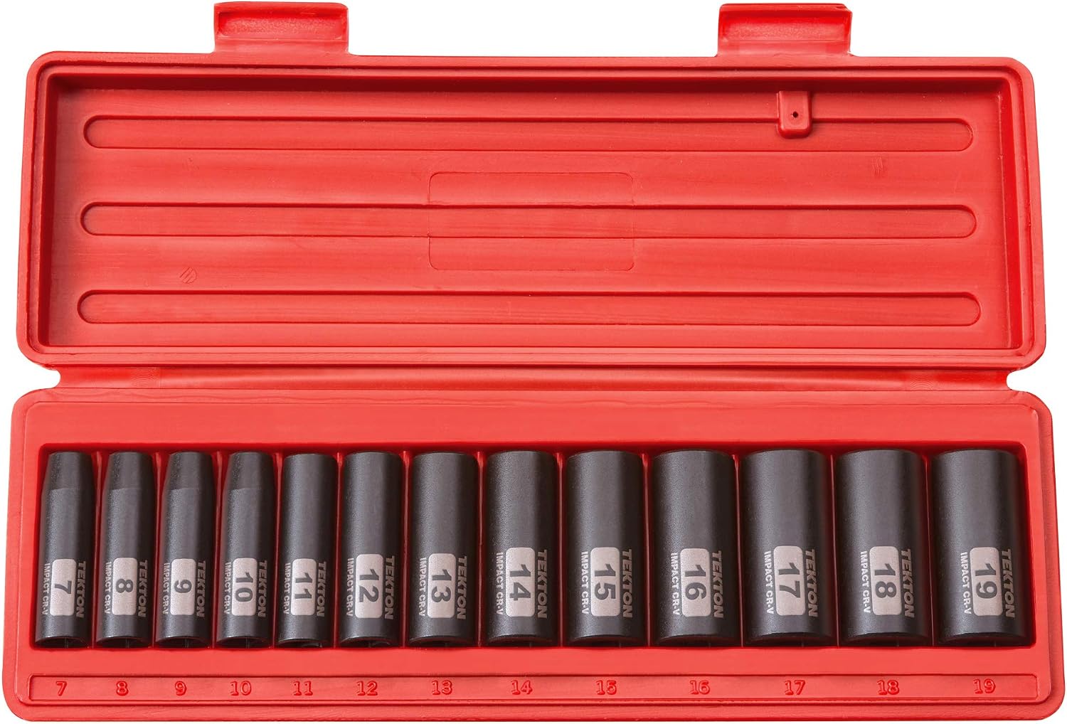 TEKTON 3/8 Inch Drive Deep 6-Point Impact Socket Set, 13-Piece (7-19 mm) | 47925