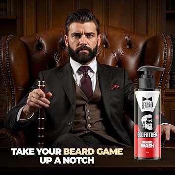 Beardo Godfather Beard Wash Shampoo for Men (3.33 oz) | Fights Dandruff and Hair loss | Refreshing Fragrance | Active cleansing | Purifies and cleanses skin and beard | Protection from Sun and Dirt |