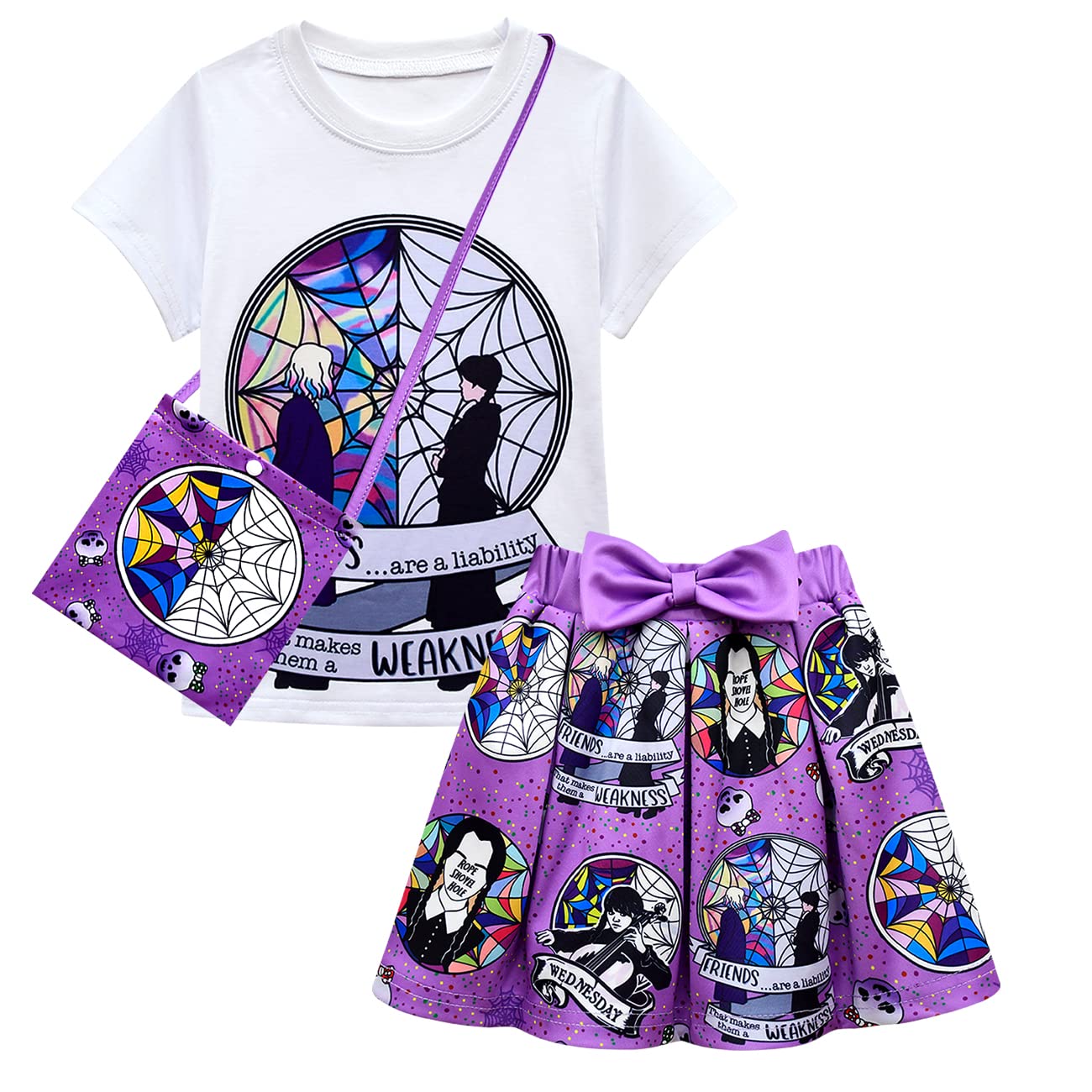 TONGQUDCute Girls Skirt Addams Family Wednesday Princess Dress Red Tutu Dancing Ballet for Littile Girl Toddler T-Shirt