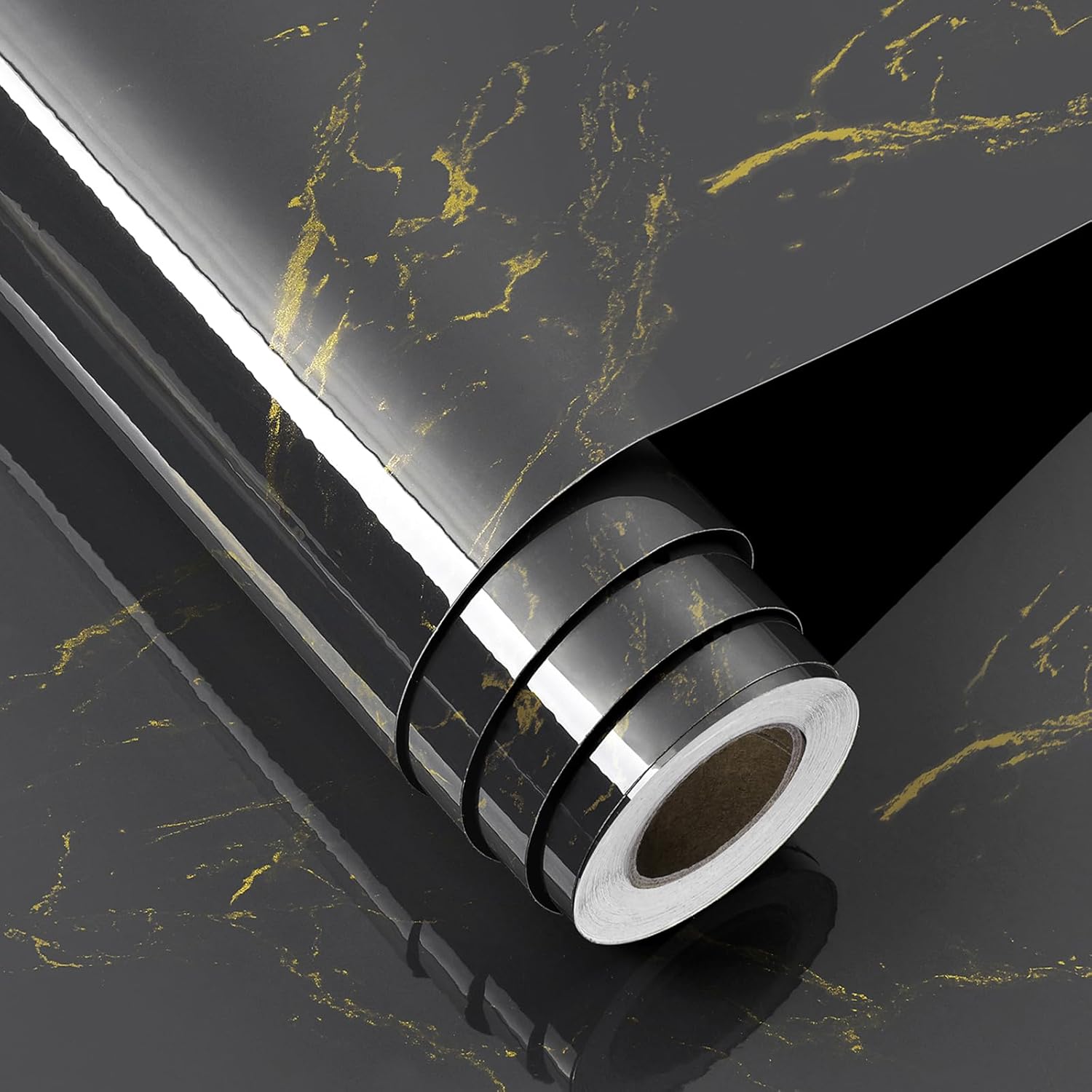 FunStick 24"x200" Dark Grey Gold Marble Contact Paper for Countertop Contact Paper Marble Wallpaper Peel and Stick Countertops for Kitchen Waterproof Self Adhesive Counter Top Vinyl for Bathroom Walls
